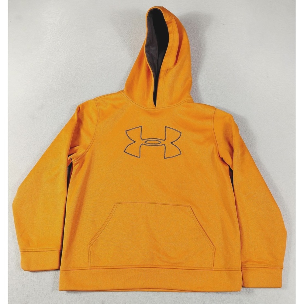 Under Armour Hoodie Sweatshirt Youth L 14-16 Orange Fleece School Activewear
